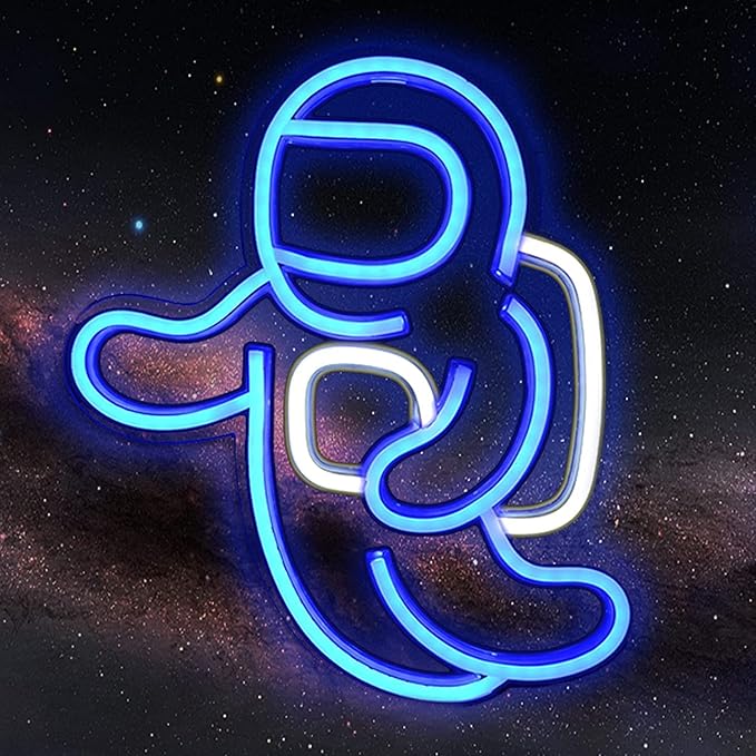 IMEGINA Astronaut Neon Light Projector, Space Led Signs for Bedroom Wall Decor USB Powered with Switch 14.1x12.6 Inch, Cool Neon Sign for Living Gaming Room, Kids Birthday Gift (Blue)