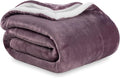 Berkshire Blanket-Sherpa Fleece Blanket, Warm and Soft Loftmink Reversible Blanket for Bed, Sofa and Travel, Plum Smoke, 90 in x 108 in