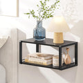 Floating Nightstand, Wood Bedside Shelf Wall Mounted Nightstand with Heavy-Duty Frame, Floating Bedside Table for Bedroom, Bathroom, Kitchen, (Vintage Black, 1 Pack)