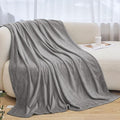 Twin Blanket for Bed, Flannel Fleece Warm Plush Cozy Blankets for Women, Sofa, Couch, Travel, Camping, 60" X 80", Light Grey