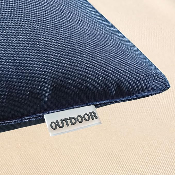 MIULEE Pack of 2 Decorative Outdoor Waterproof Pillow Covers Square Garden Cushion Sham Throw Pillowcase Shell for Patio Tent Couch 16x16 Inch Dark Blue