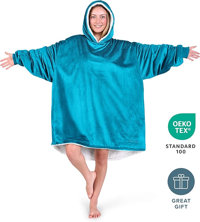 Bare Home Wearable Blanket Hoodie - Soft Plush Sherpa - Warm and Cozy - Oversized Wearable Blanket - Adult & Kid Sizes