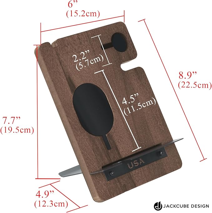 J JACKCUBE DESIGN Wood Charging Docking Station, Phone Watch Charge Dock Stand Multi Device Nightstand Organizer Holder for Smartphone Cellphone Accessories Bedside Caddy -MK243B