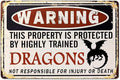 Dragon Decor, Funny Vintage Metal Dragons Sign