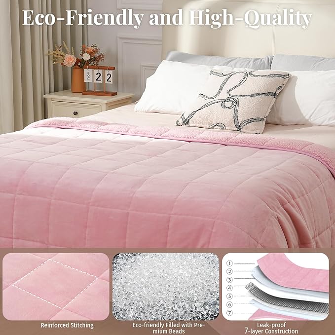 Topblan Sherpa Fleece Weighted Blanket for Adult, 15 lbs Dual Sided Cozy Fluffy Heavy Blanket, Ultra Fuzzy Throw Blanket with Soft Plush Flannel Top, 60 x 80 inches