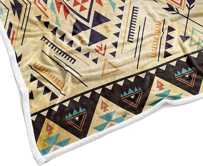 JAWO Southwestern Throw Blankets, Southwestern Native America Ethnic Tribal Cozy Warm Bed Couch Blanket, Retro Theme Fleece Flannel Throws to Decorate The Room and Bedroom 60X80IN