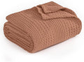 PHF Lightweight Waffle Weave Blanket Twin Size, Breathable & Ultra Soft, 66"x 90" Soft & Cozy Thin Blanket for All Season & Hot Sleepers, Bed, Home Decor - Terracotta