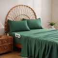JSD Hunter Green Queen Sheet Set with Side Pocket Corner Straps, 4 Piece Soft Microfiber Bed Sheets Extra Deep Pocket