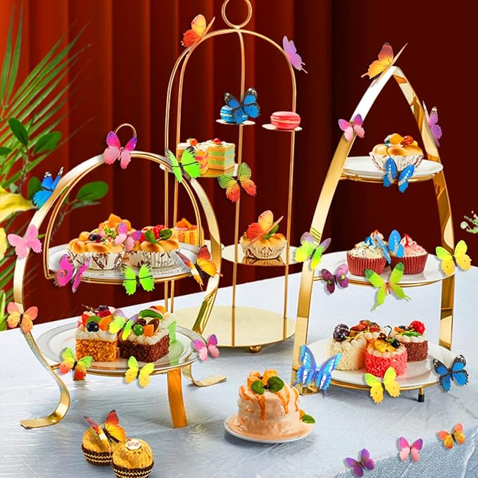 60pcs Butterfly Wall Decor, Plastic Fake Butterflies Wall Art Artware Decorations for Birthday Wedding Christmas Party Decorations, Cake Decorations, Removable Stickers