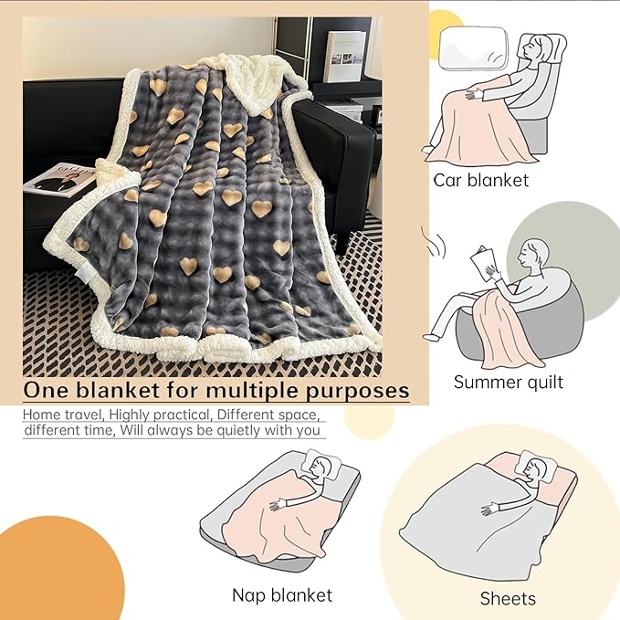 Fleece Bed Blanket, Queen Size 90 Inch × 90 Inch, Soft Plush Fluffy, Reversible Flannel Blanket for Sofa, Couch, Bed, All Seasons, for Women