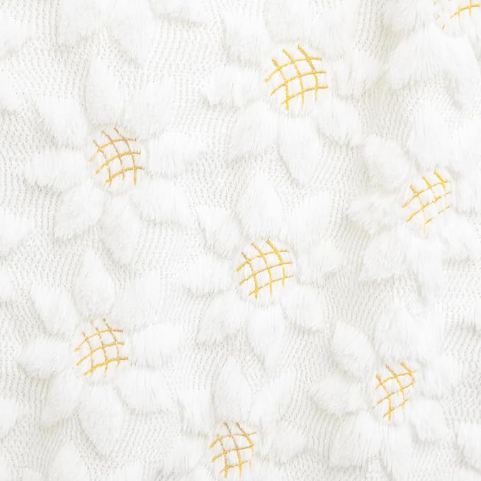 Horaldaily Spring Summer Blanket Throw, White Sunflower Soft Fuzzy Plush Faux Fur Cozy Blankets for Couch Sofa Bed Lounging, Ideal Gifts for Kids Adults Wife Self, 60x80