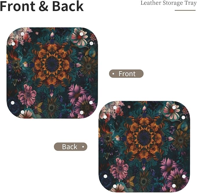 Mandala Flowers Tray Men's Leather Valet Parking Portable Entrance Trays Bedside Storage Box