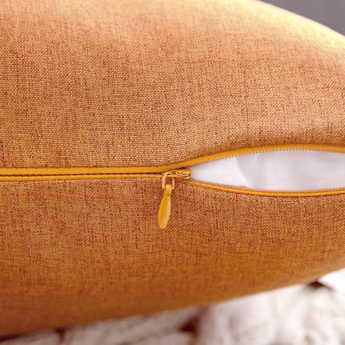 MIULEE Pack of 2 Decorative Outdoor Solid Waterproof Throw Pillow Covers Faux Linen Garden Farmhouse Cushion Cases for Patio Tent Balcony Couch Sofa 18x18 Inch Brown