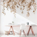 Brown Plants Leaves Wall Decals Peel and Stick, Large Floral Flowers Vinyl Wall Stickers, Removable Vine Home Decor Art for Bedroom Living Room Classroom Office