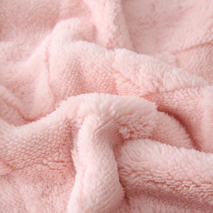 Pink Sherpa Throw Blanket for Couch, Flannel Cozy Soft Thick Blanket Warm Twin Blanket for Bed - Fleece, Pink, Home Decor Gifts for Women, 60x80 Inches
