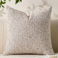 Allorry Decorative Couch Throw Pillow Covers 16x16 Beige Striped Soft Wool Pillow Covers Neutral Textured Boho Cushion Covers for Modern Farmhouse Sofa Bedroom Living Room Decor SY011-A16