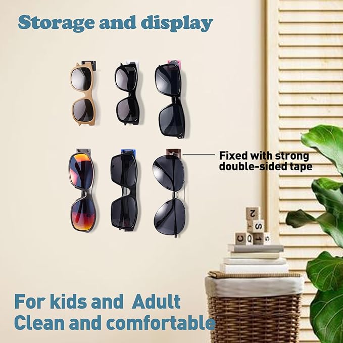 Sunglass Organizer 6 Pack, Glasses Holder & Eyeglass Holder for Eyewear, Sunglasses, Reading Glasses. Sunglass Holder for Home, Office, Car, Driver, Workshop. Glasses Accessories (Grey)