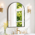 Arched Wall Mirror 30x20 Inch Black Bathroom Vanity Mirror with Metal Frame, Modern Arch Mirror for Bedroom, Living Room, Entryway, Wall Mounted Decorative Mirror