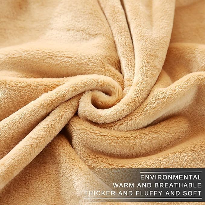 Polar Fleece Blankets Twin Size for The Bed Extra Soft Brush Fabric Super Warm Sofa Blanket 66" x 90"(Camel Twin)