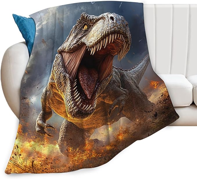 Fire Dinosaur Blanket for Girls Women Boys Men Adults Kids Soft Cozy Fleece T-Rex Dino Throw Blankets Gifts Warm Flannel Plush Lightweight Decor for Couch Bed Sofa 60"X50"