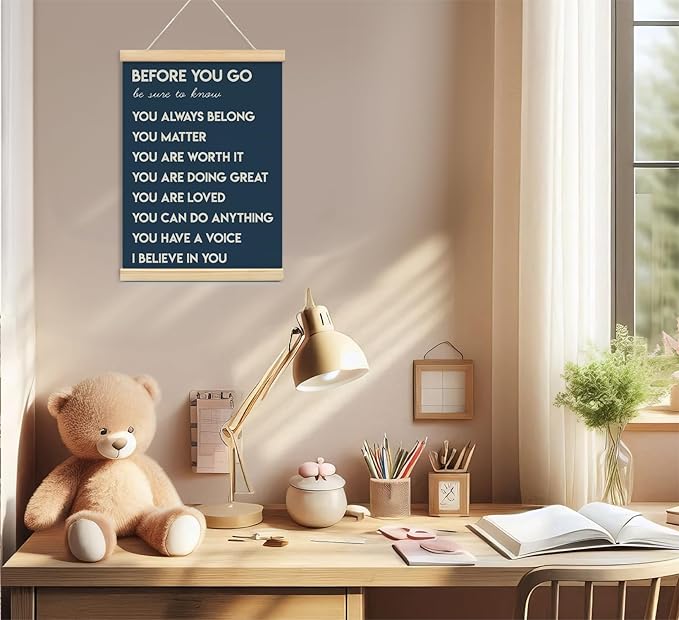 Mental Health Positive Affirmations Inspirational Wall Art Decor, Therapist Nurse Office Signs Wall Art Decor For Office Kids Teen Girls Room Bedroom Playroom Wall Decor Wood Posters Framed（navy）