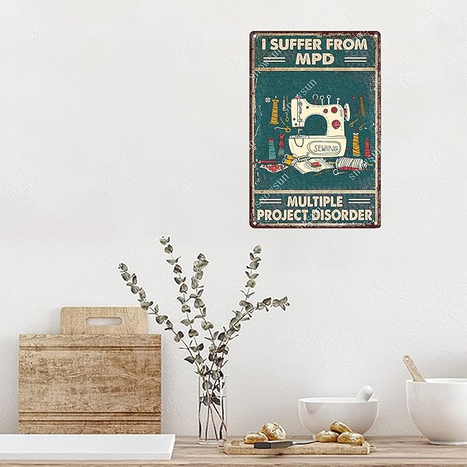 snowsun Metal Signs I Suffer From Mpd Funny Tin Sign Vintage Aluminum Sign Home Decor Wall Plaque for Living Room Bedroom Garden Yard Cafe Garage 8×12 Inches
