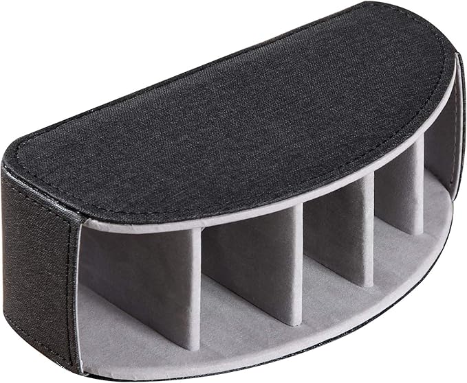 Ayunga PU Leather Remote Control Holder,TV Remote Caddy with 5 Compartments,Bedside Table and Desktop Supply Organizer,for DVD,Media Player Controller,Glasses,Pen and Pencil Storage(Black cloth)
