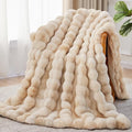 Faux Fur Throw Blanket, 1000GSM Fluffy Soft Bubble Blanket for Couch Bed, Cozy Plush Warm and Thick Blanket, Fuzzy Rabbit Throw for Living Room Bedroom 50''*60'' Tie-dye Camel