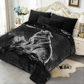 JYK Wolf Blanket Soft Korean Style Fleece Bed Blanket, 5.7 LB 520GSM Warm Blanket King 83" X 91, 2 Ply Reversible A&B Pattern, Ideal Gift for Men Adult on Father's Day Birthday Christmas