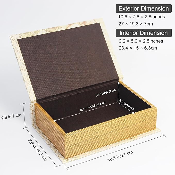 PACOLO Decorative Book Boxes, Faux Wood cover Storage for Hidden Jewelry, Money, and Cash (Arte Ostale)
