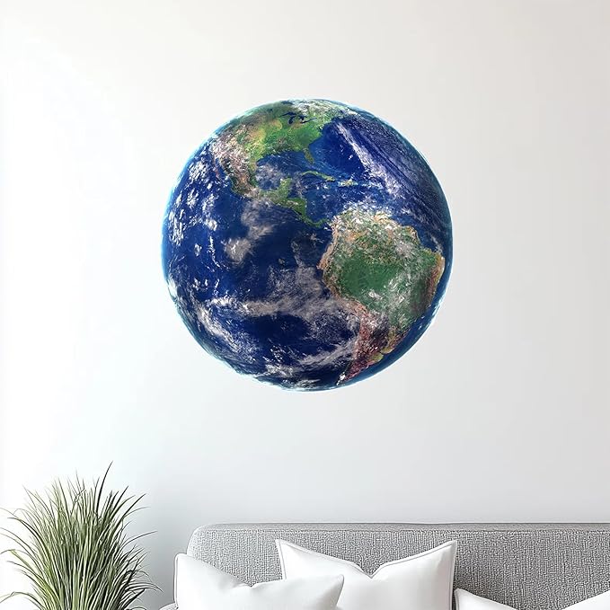 Earth Wall Decal,14.6" iinuu Planet Sticker for Classroom,Office and Bedroom,Space Theme Gift for Astronomy Lovers