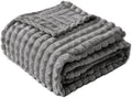 FY FIBER HOUSE Bed Blanket for Couch Soft Warm Fuzzy King Size Blankets for Sofa All Season Use, 108x90 Inches, Grey
