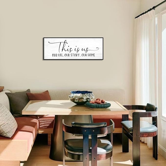 YPY This Is Us Family Wall Decor Sign for Living Room, Farmhouse Home Decor Wall Entryway Quotes Bedroom Decorative Plaques Art 32'' x 12''