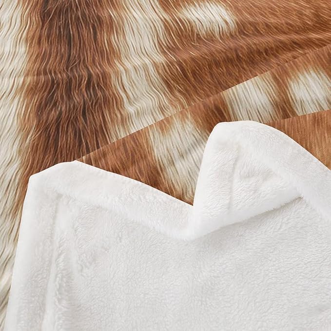 (Not Real Fur) Deer Hunting Fleece Blanket Queen 90"X90",Orange Brown Deer Hide Pattern Throw Sherpa Blanket Simulated Animal Fur Printed,Soft Lightweight Blankets for Bed Couch,Photograph Style