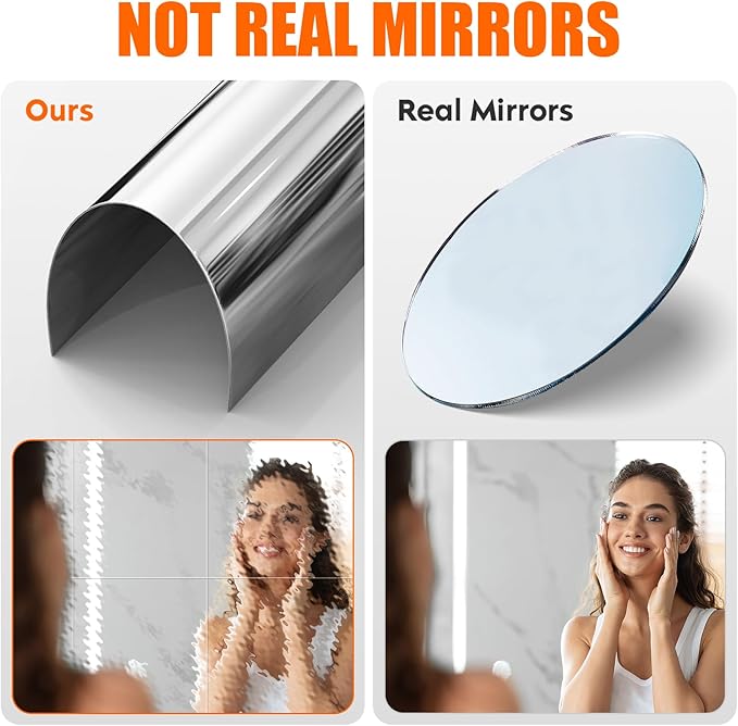 12" x 12" Acrylic Flexible Mirror Sheets, 16 Pack Self Adhesive Mirror Tiles Square Cuttable Mirror Wall Stickers, Non-Glass Plastic Mirror Stickers Safety Reflective for DIY Craft Home Wall Decor