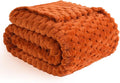 Vessia Flannel Fleece Throw Blanket, 3D Jacquard Burnt Orange Fuzzy and Warm Blanket for Couch, Sofa, Bed, 300GSM Super Soft Touch Cozy Home Decor for All Seasons (50x40 inches)