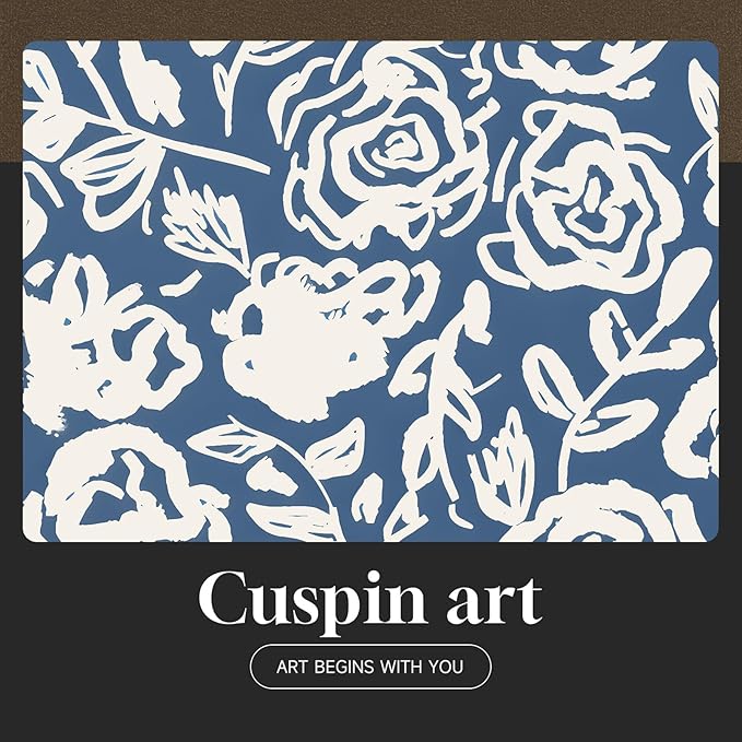 Framed Blue Matisse Wall Art for Room Decor, 3 Piece Botanical Artwork for Walls, Vintage Blue and White Plant Canvas Print, William Morris Painting Picture for Bedroom Living Room Hallway, 12x16 Inch