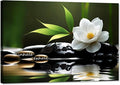 YIOZHAOFH Lotus Flower Wall Art Zen Canvas Inhale Exhale Poster Black Spas Nature Prints Pictures for Meditation Wall Decor Framed Artwork Ready to Hang (24.00" x 36.00")