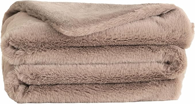 UnHide Lil’ Marsh Faux Fur Blanket - Lightweight, Soft Throw Blanket - Machine Washable - Ideal for Bed, Couch, or Reading Chair- X-Small (34" x 44") Mocha Shar Pei