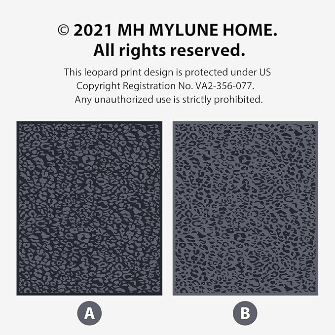 MH MYLUNE HOME Large Soft Micro Plush Leopard Blanket (71x78 inch, Dark Blue | Charcoal Grey) Warm Reversible Cheetah Blanket Leopard Pattern Throw for Sofa Couch Bed