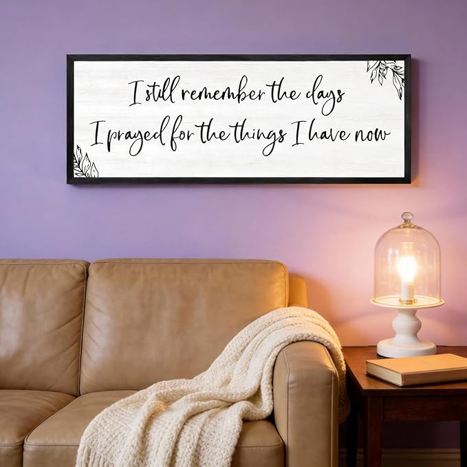 I Still Remember the Days Framed Wall Art - 40x15 Inch Wooden Inspirational Quote Sign, Gratitude & Faith-Inspired Home Decor for Living Room Bedroom Entryway, Black