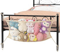 Stuffed Animal Storage Net for Kids, Bedside Toy Organizer Net - Neatly Store Your Stuffed Animals, Cotton Bedside Stuffed Animal Storage Net with Tether, Stretches up to 35 Inches, Beige