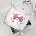 Nurse Gift Appreciation, Pink Bow Nursing Gifts for Student or Practitioner PU Leather Catchall Tray,for Nurse Week or Day, Jewelry, Keys, Watch, and Accessories Organizer 7.87x7.87in
