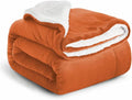 IR Imperial Rooms Sherpa Blankets Queen Size - Thick and Warm Burnt Orange Blankets for Winter, Reversible Soft and Fuzzy Fluffy Queen Size Blanket for Bed, Rust, 90x90 Inches