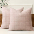 MIULEE Decorative Linen Check Throw Pillow Covers Neutral Farmhouse Vintage Spring Valentine Spring Pillow Covers 18x18 Set of 2 Boho Modern Home Decor for Sofa Couch Bedroom Cushion Light Pink