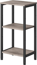 Small Grey Side Table, Tall End Table with Adjustable Shelf for Living Room, Grey Nightstand, Accent Table Stand for Home Decor, Office, Greige