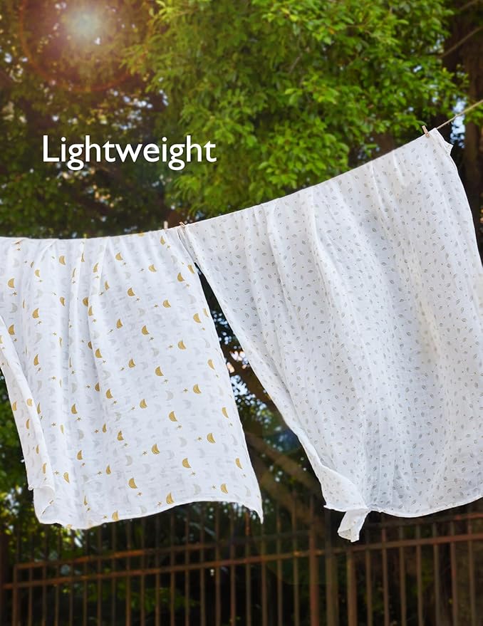 Momcozy Muslin Swaddle Blankets, 4-Pack Breathable and Skin-Friendly Receiving Blankets, Best Wishes Swaddle Blanket Shower Gifts & Baby Registry Essentials, Large 47"x47", Stellar Orbit