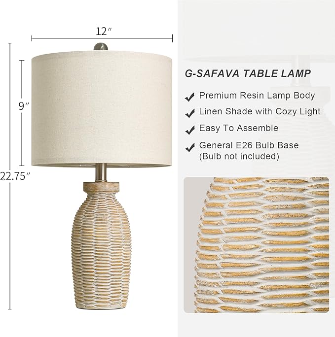 22.75" Table Lamps for Living Room Small Lamps for Bedroom Bedside Lamps Set of 2 Boho Lamps for Night Stands Nightstand Lamp Farmhouse Vintage Rustic Modern Side End Table Lamp Light Home Deco Gifts