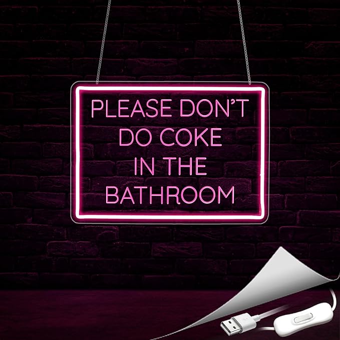 Neon Sign, Please Don't Do in The Bathroom Neon Signs for Wall Decor - Pink LED Signs for Home, Bathroom, Business, Club, Party - USB Powered Light Up Sign Decorations