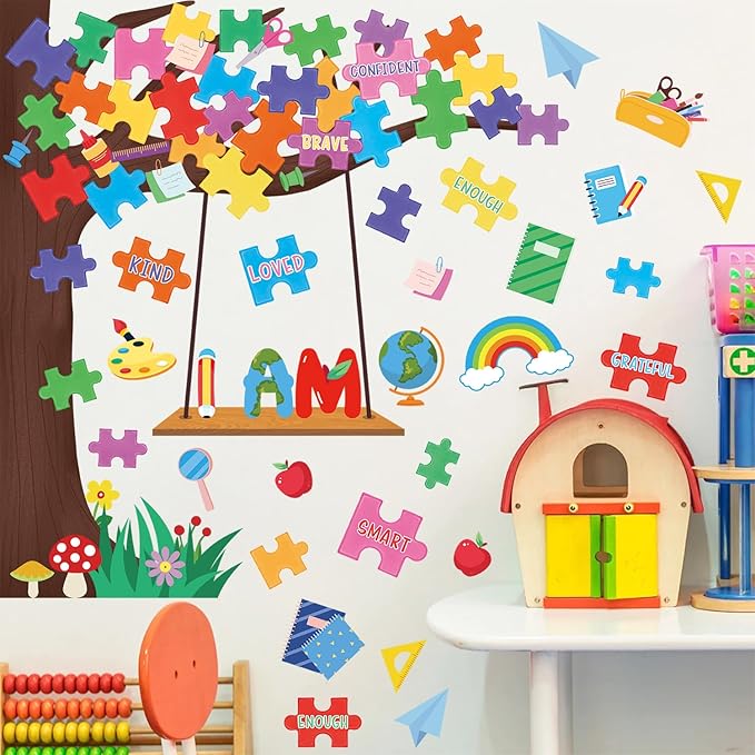 HLNIUC Colorful Positive Affirmations Wall Decals, Growth Mindset Wall Stickers, Inspirational Quotes Wallpaper, Motivational Murals, Classroom Decor Pictures Kids Room Bedroom School Office